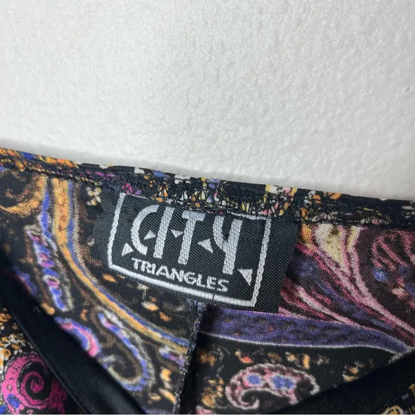 Vintage 90s Y2K City Triangles Pink Paisley Spaghetti Strap Mini Dress - Image 7