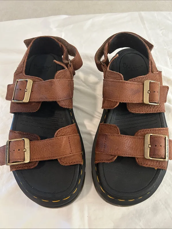DR. MARTENS Zebzag Leather Sandal, Brown, Size 9, NWOT DISPLAY PAIR - Image 4