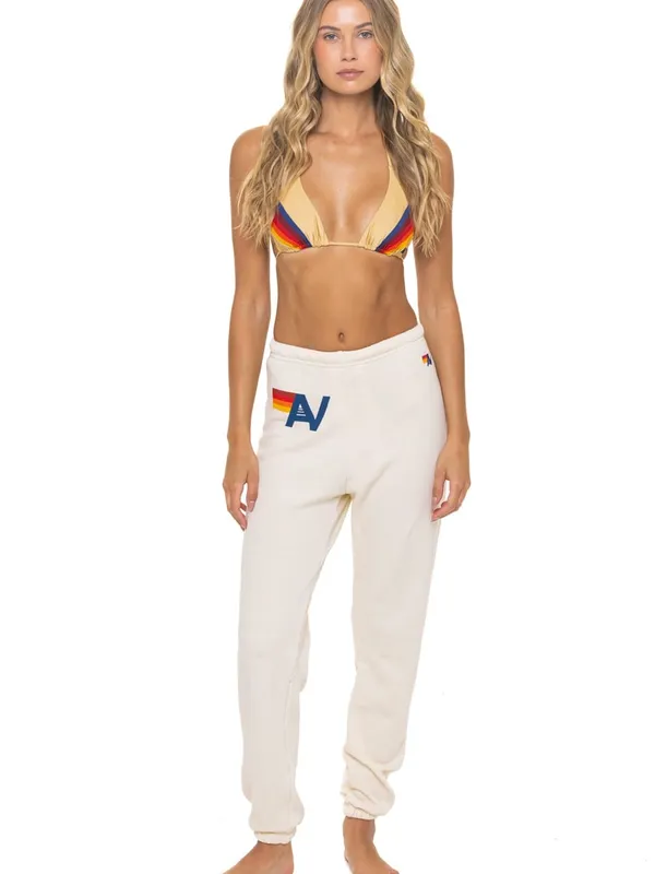 Aviator Nation Logo Sweatpants - Vintage White- Small - Image 3