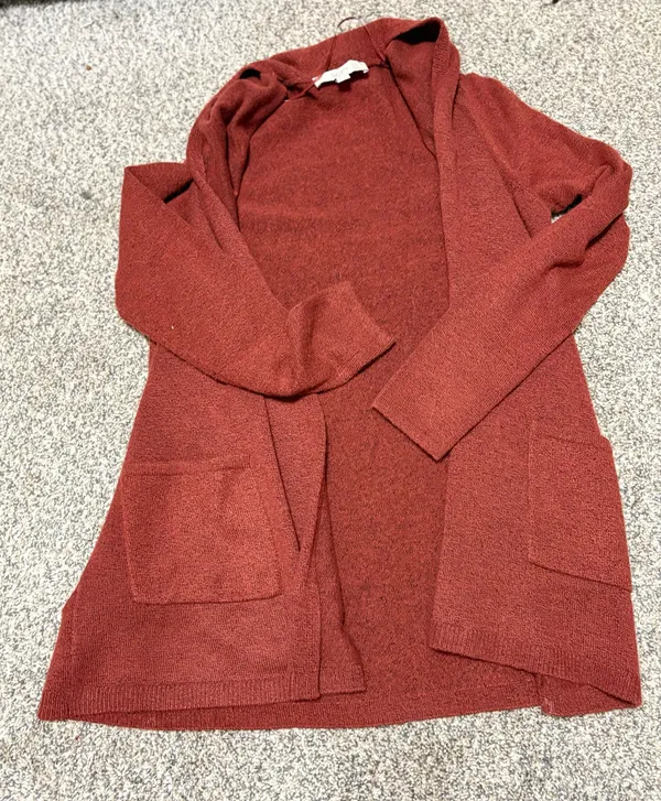 LOFT Ribbed Trim Open Front Pocket Cardigan Sweater  - Image 7