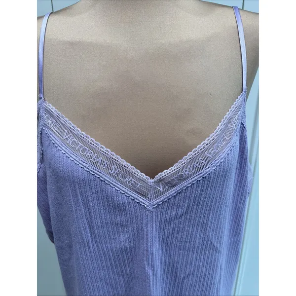 Victoria's Secret Lavender Rib Lace Trim Cami Top Coquette Lounge Sleep - Image 2