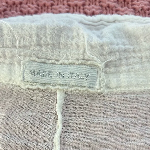 Made in ITALY. 100% cotton.Casual White V-Neck Long Sleeve Dress - Image 3