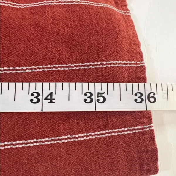 J.O.A. Rust Red Striped Linen Blend Tie Front Puff Sleeve Mini Dress Size M - Image 9