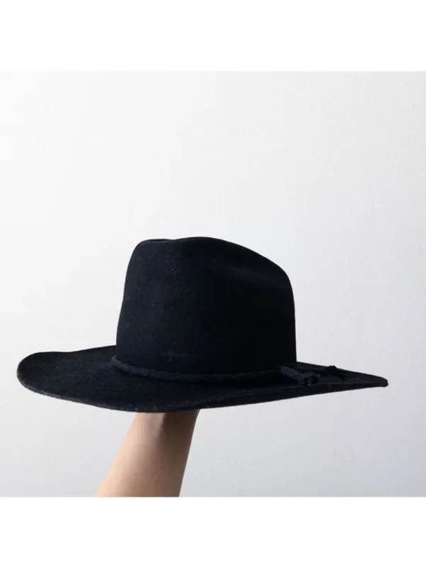 NEW Monrowe Wool Cowboy Hat S Black Western Felt Southwestern REVOLVE Exclusive - Image 4