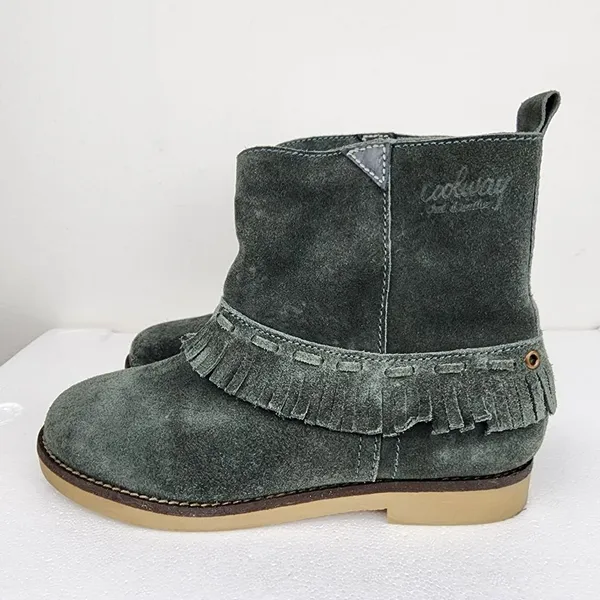 Coolway Grey Suede Ankle Boots Fringe Bobo Accent Size 8 - Image 3