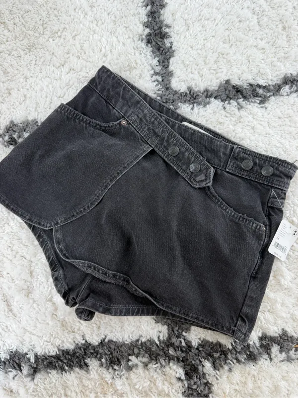 Free People Maxine Denim Wrap Skort - Image 2