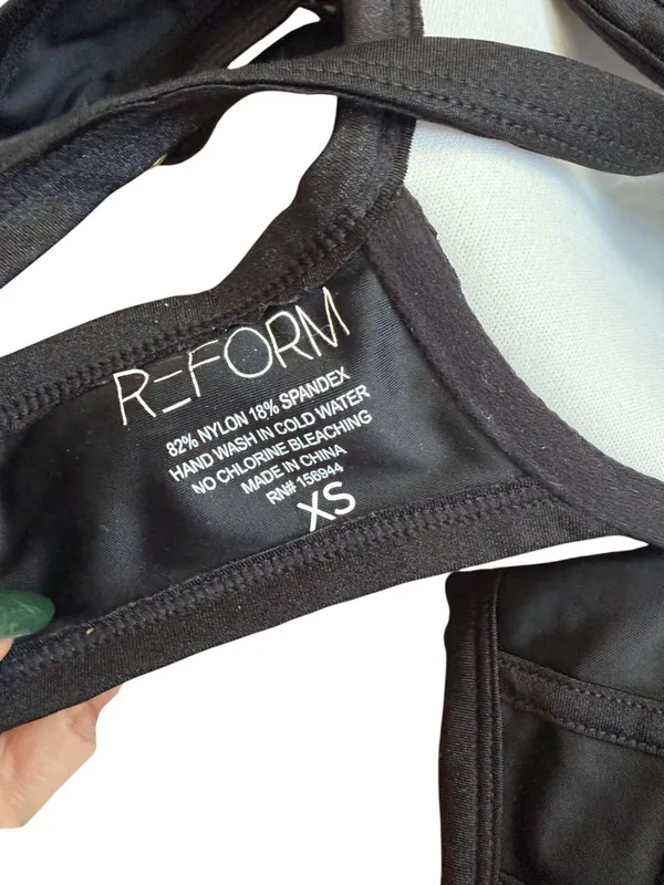 REFORM Swim Black Bikini Swimsuit Set Sz XS Top Sz M Bottoms - Image 3