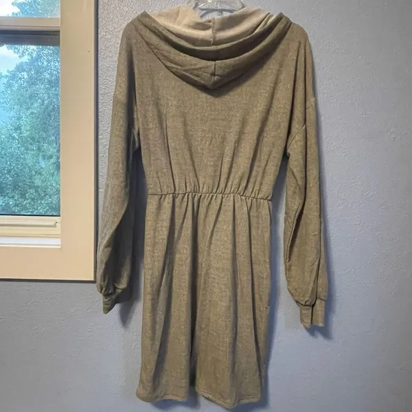 The Nines Boutique S Small 4-6 Long Sleeve Drop Sleeve Hooded Drawstring Gray Dr - Image 7