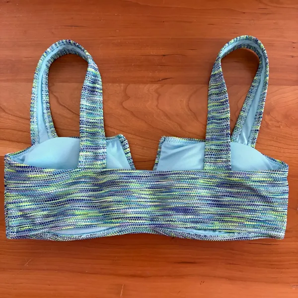 Aerie Bandeau Bikini Top Blue Green Space Dye V-Wire Notch‎ Swim Small - Image 3