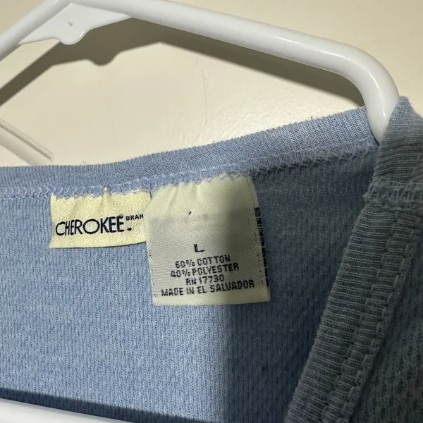 Vintage Cherokee Long Sleeve‎ Top Knit Thermal Shirt Comfy Casual Blue L - Image 2