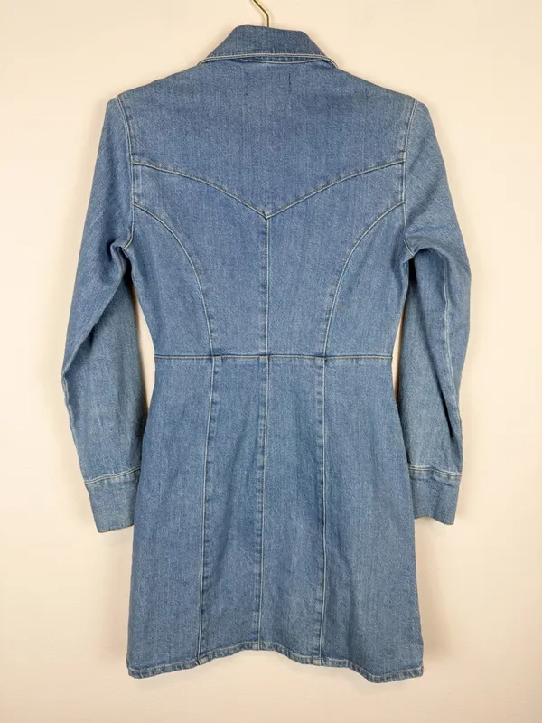 Asos Design Denim Long Sleeve‎ Hourglass Mini Dress Size 4 - Image 8