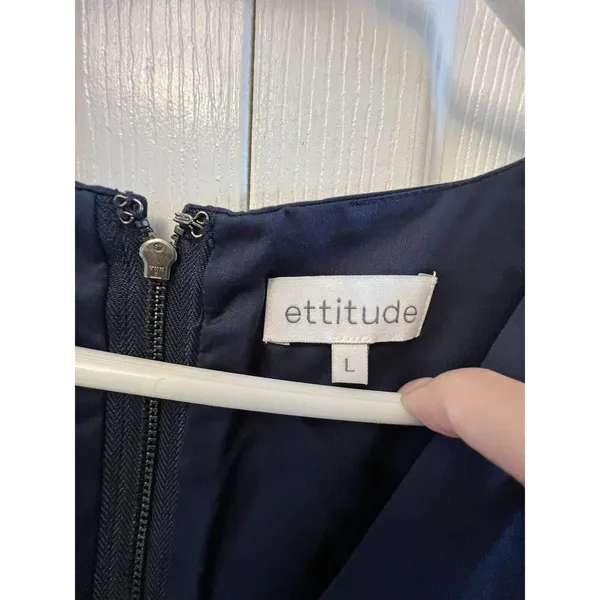 Ettitude Sateen Jumpsuit Luxurious Ocean Navy Size L‎ New - Image 3