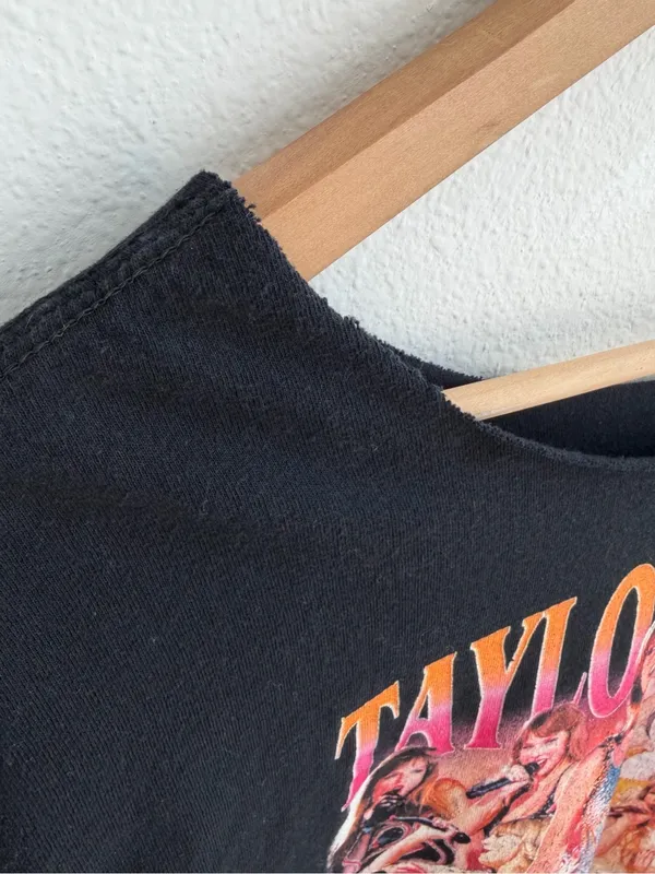 Taylor Swift Eras Tour Black Graphic Off the Shoulder T-Shirt - Image 2