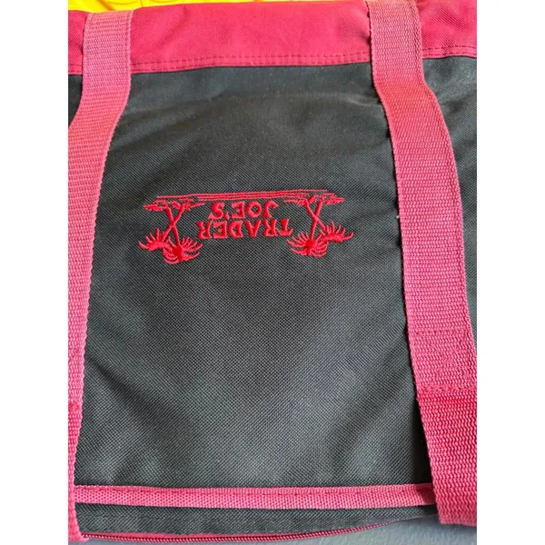 Trader Joe's Reusable Tote Bag Black and Red - Image 6
