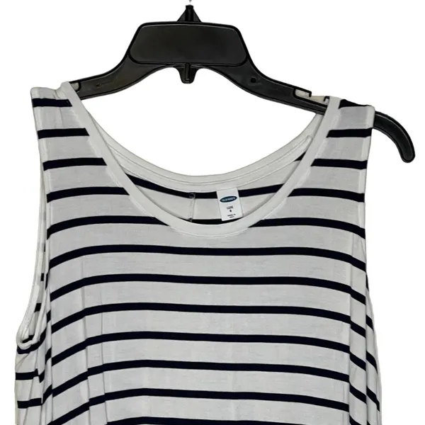 Old‎ Navy Luxe Tank Top Size Small White With Navy Stripes Stretch Womens - Image 2