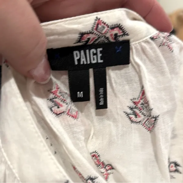 Paige Sammy Off-White Print Vneck Cotton Lightweight Top M - Image 5