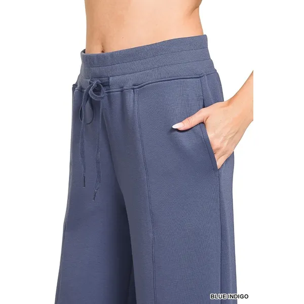 Zenana Scuba Collared‎ Pullover & Center Seam Pants Set - Blue Indigo - Medium - Image 6
