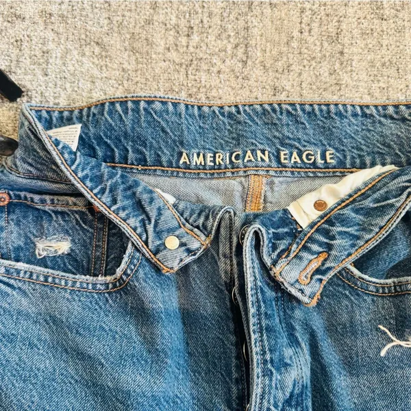 American Eagle Outfitters Blue Ripped Boyfriend Jeans - Image 3