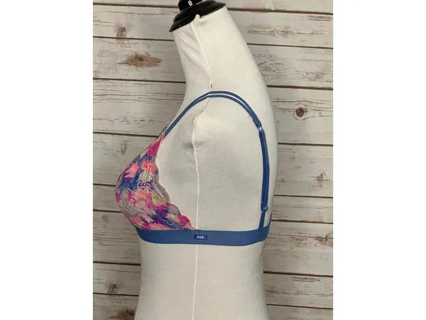 PINK Victoria's Secret multicolored lace wireless triangle bralette Size Medium - Image 2
