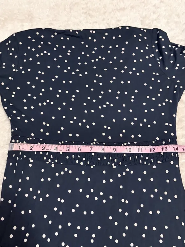 Esprit large Maternity & Nursing Navy Blue Polka Dot Midi Dress - Image 3