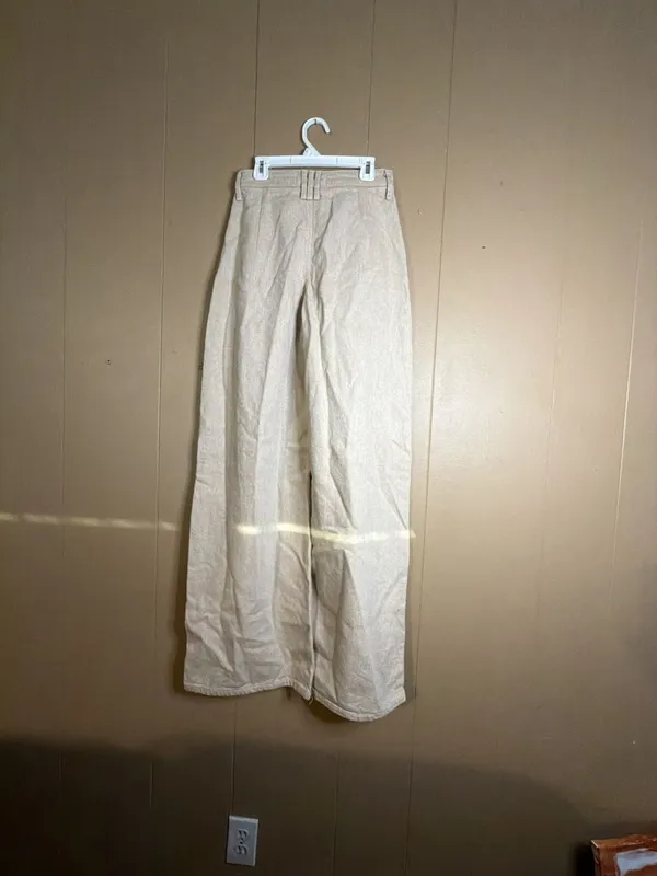 Zara Wide-Leg High-Rise Beige Denim Pants - Image 3