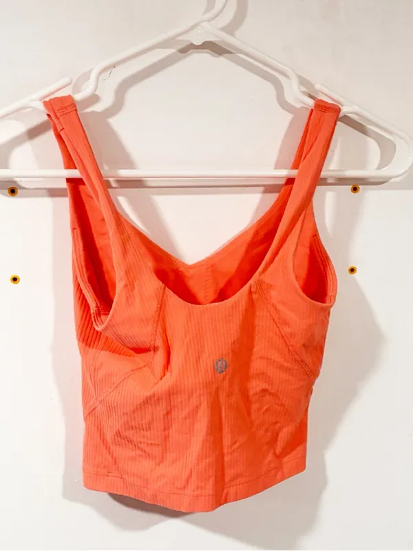 Lululemon Align Tank Top Orange Ribbed Athletic V Neck Size 0 - Image 3