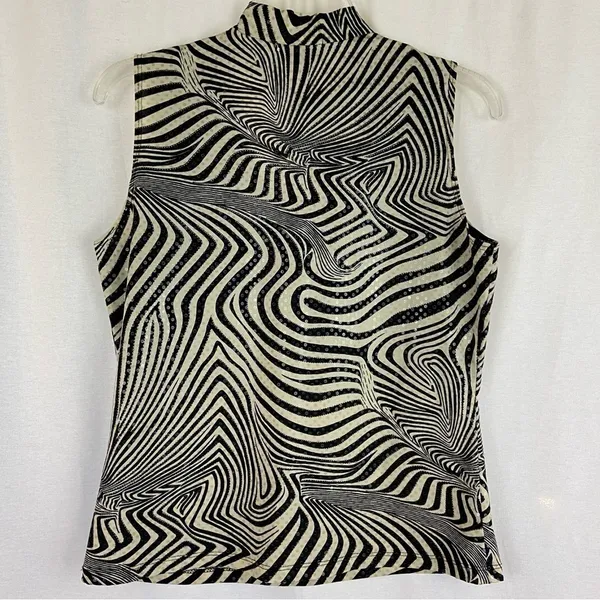 Vintage Y2K Jaipur Zebra Print Top Sparkle Sleeveless Mobwife Animal Print Large - Image 10