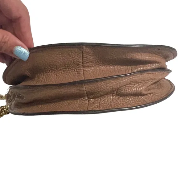 Louise et Cie Crossbody Bag Womens Small‎ Brown Leather Tassel Gold Chain Strap - Image 7