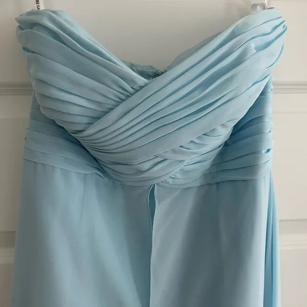 David’s Bridal Strapless Chiffon Gown Blue Size 10 - Image 2