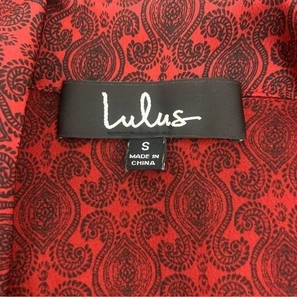 Lulu's Women's S Burgundy Black Paisley Whimisgoth Fairy Grunge Chic Wrap Blouse - Image 6