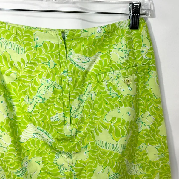 Lilly Pulitzer Size 4 Skirt VTG‎ White Label Green Animal Print Retro Cotton 464 - Image 11