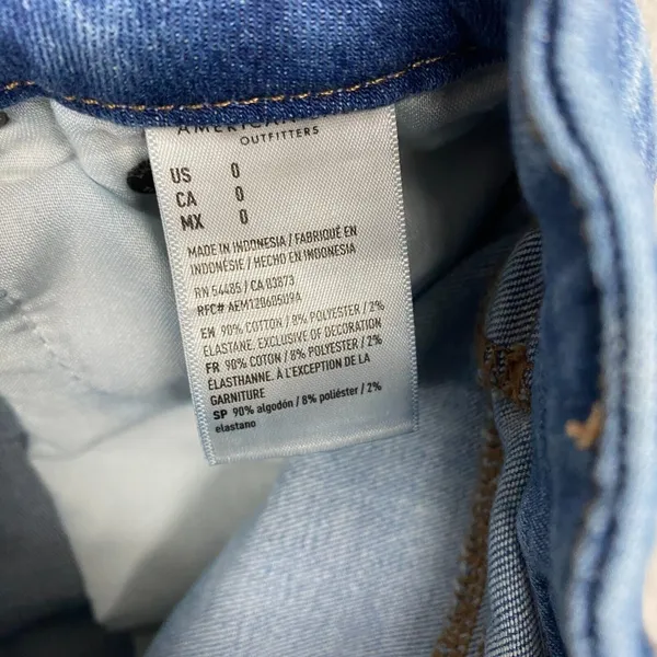 American Eagle Skirt Womens 0 Blue‎ Jean Curvy High Rise Ripped Distressed Denim - Image 6