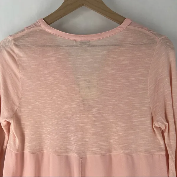 Lucky Brand Light Pink Woven Mix Henley Top Size‎ S - Image 10