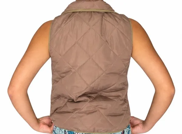 Altar'd State Quilted Taupe Vest with Olive Trim - Image 2