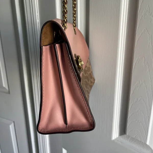 COACH Parker 30585 Pink C Logo Canvas Leather Shoulder Crossbody‎ Bag - Image 5