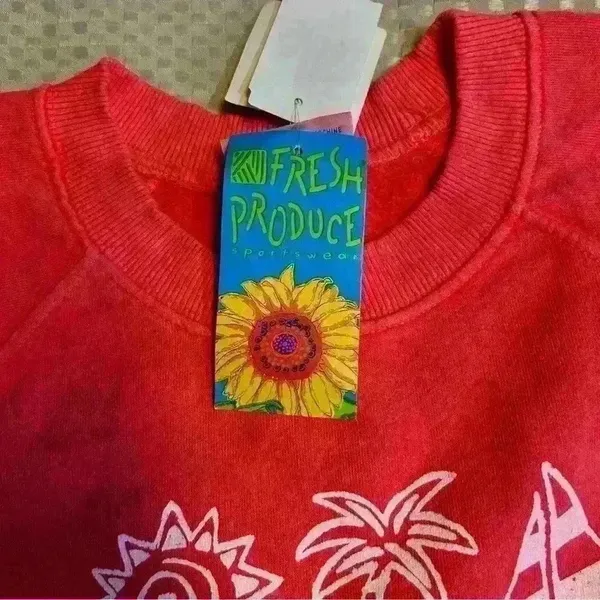 NWT Vintage Fresh Produce Sweatshirt Long Sleeve Graphic orange Tropical S - Image 8