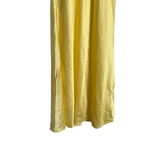 Mac Duggal Yellow Satin Twist Front Cut Out Slip Maxi Formal Gown Size 6 - Image 9