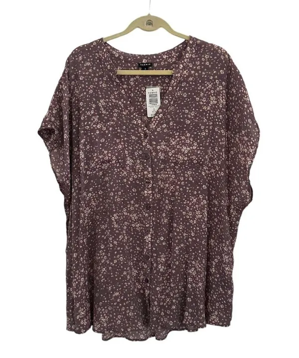 Torrid Purple Lindsay Button-Front Dolman Top Size 3 or 3X or 22-24 - Image 3