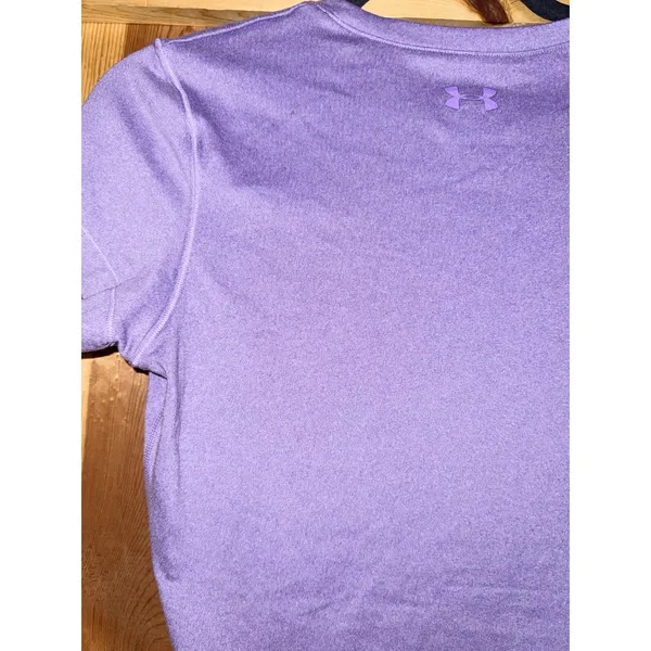 Under Armour Womens Small Purple HeatGear Fitted Short Sleeve Athletic Shirt Gym - Image 7