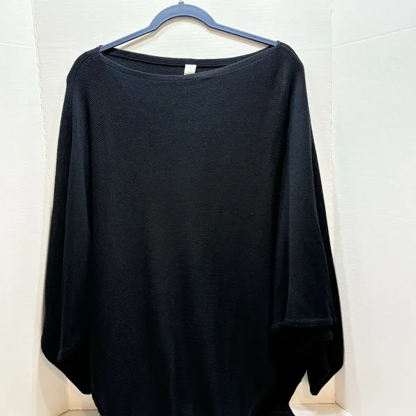 Lululemon Forward Flow Poncho Black One Size OS Cashmere Blend Batwing Sweater - Image 3