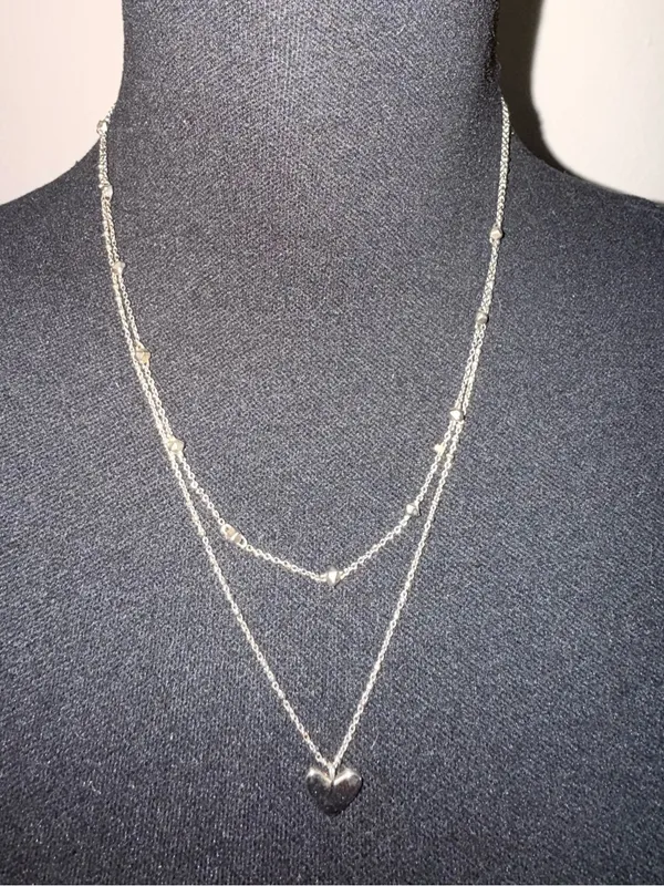 Kendra Scott Silver Double-Layer Heart Necklace - Image 3