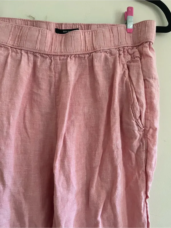 Jones New York Pink 100% Linen Straight Leg Pants Medium Pink Coastal Beach - Image 2