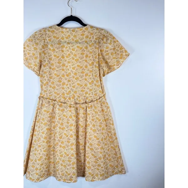 Madewell Womens Dress Yellow Fiore Mini Floral Ditsy V Neck Wrap A Line Boho XS - Image 9
