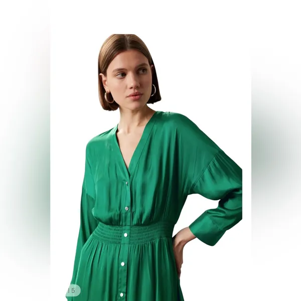 Maje- Rumia Dress Elegant Green Button-Down Dress Size 40 Size 8 US - Image 4