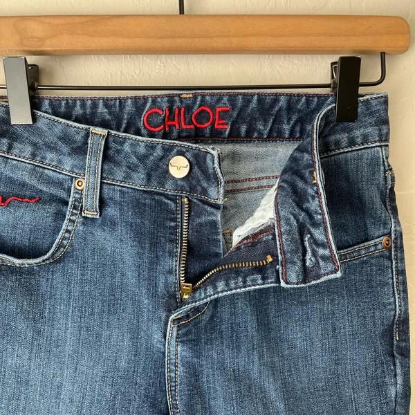 Kimes Ranch Chloe Western Denim Mid Rise Flare Jeans Size 0/34 Blue - Image 7
