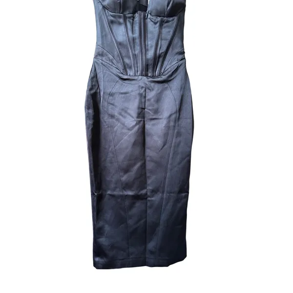 House of CB FIORELLA Black Satin‎ Corset Midi Dress Size Small Feminine Sexy - Image 14