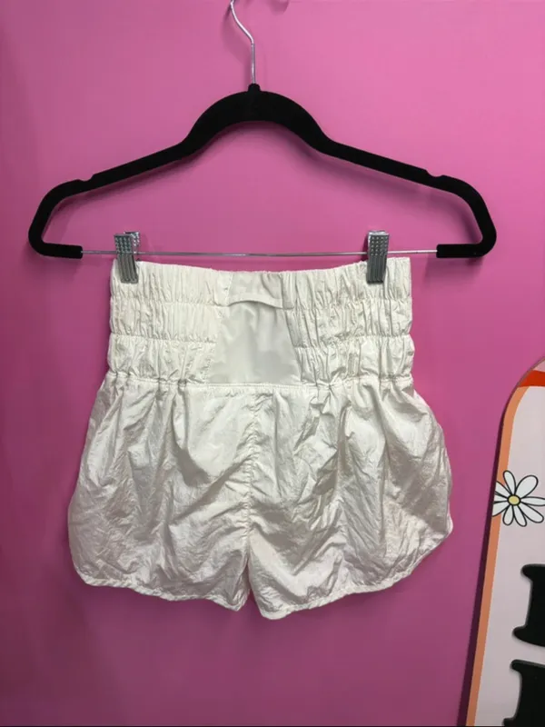 Free people movement Women's High-Waist Cream Smocked Shorts - Image 4