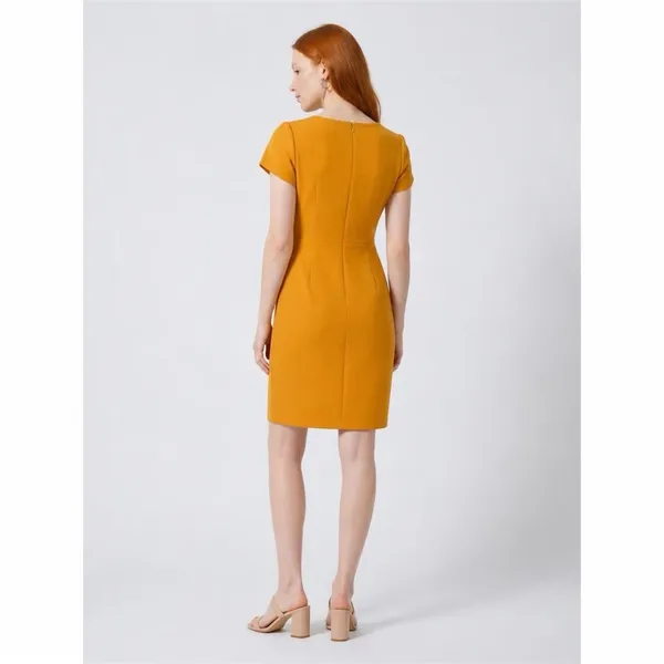 SHEIN Dress Womens Size L Mustard Yellow Sheath Knee Length Short Sleeve - Image 6
