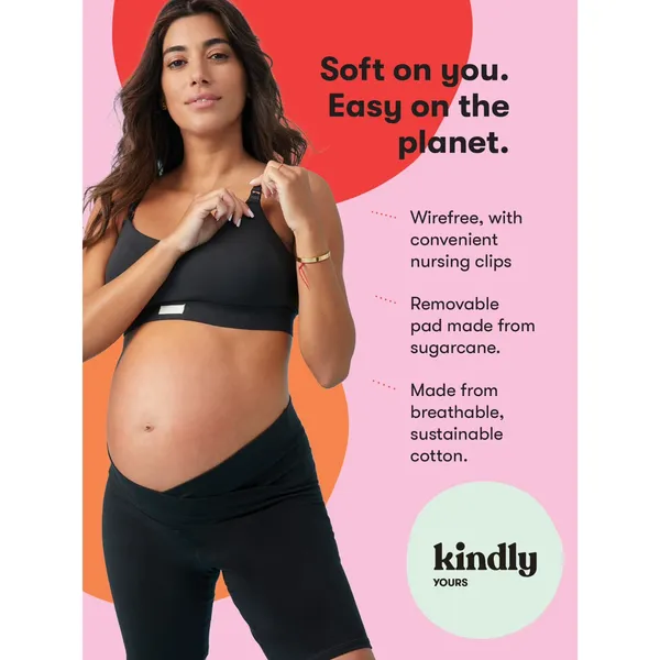 Kindly Yours Womens Maternity Nursing Top L-XL Black Cotton Modal T-Shirt Knit - Image 5