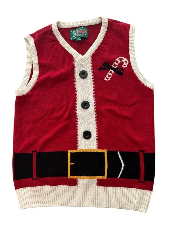 Santa Ugly Christmas Sweater Vest Women Size Small Tacky Christmas Santa Costume - Image 11